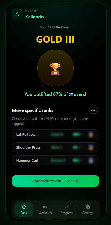 Outlifted rank screen